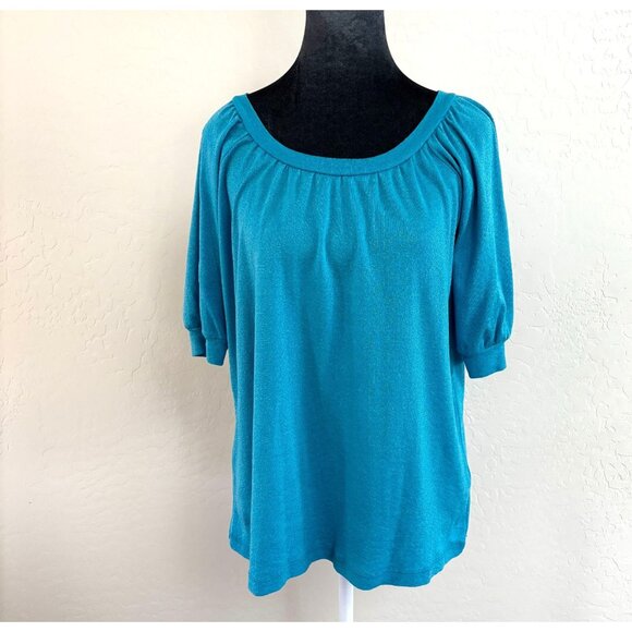 Michael Stars -The Original Tee - Scoop Neck Puff Sleeve - Ocean Blue Shimmer - - Picture 1 of 9